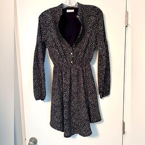 NWOT Paper Crane Black and Light Pink Floral Long Sleeve Mini Dress